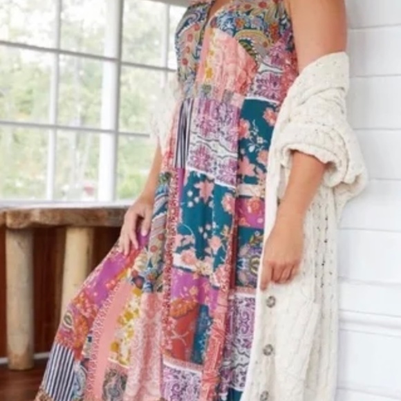 Anthropologie Magnolia Ruffled Mixed Print Tank Dress size M - Picture 1 of 11